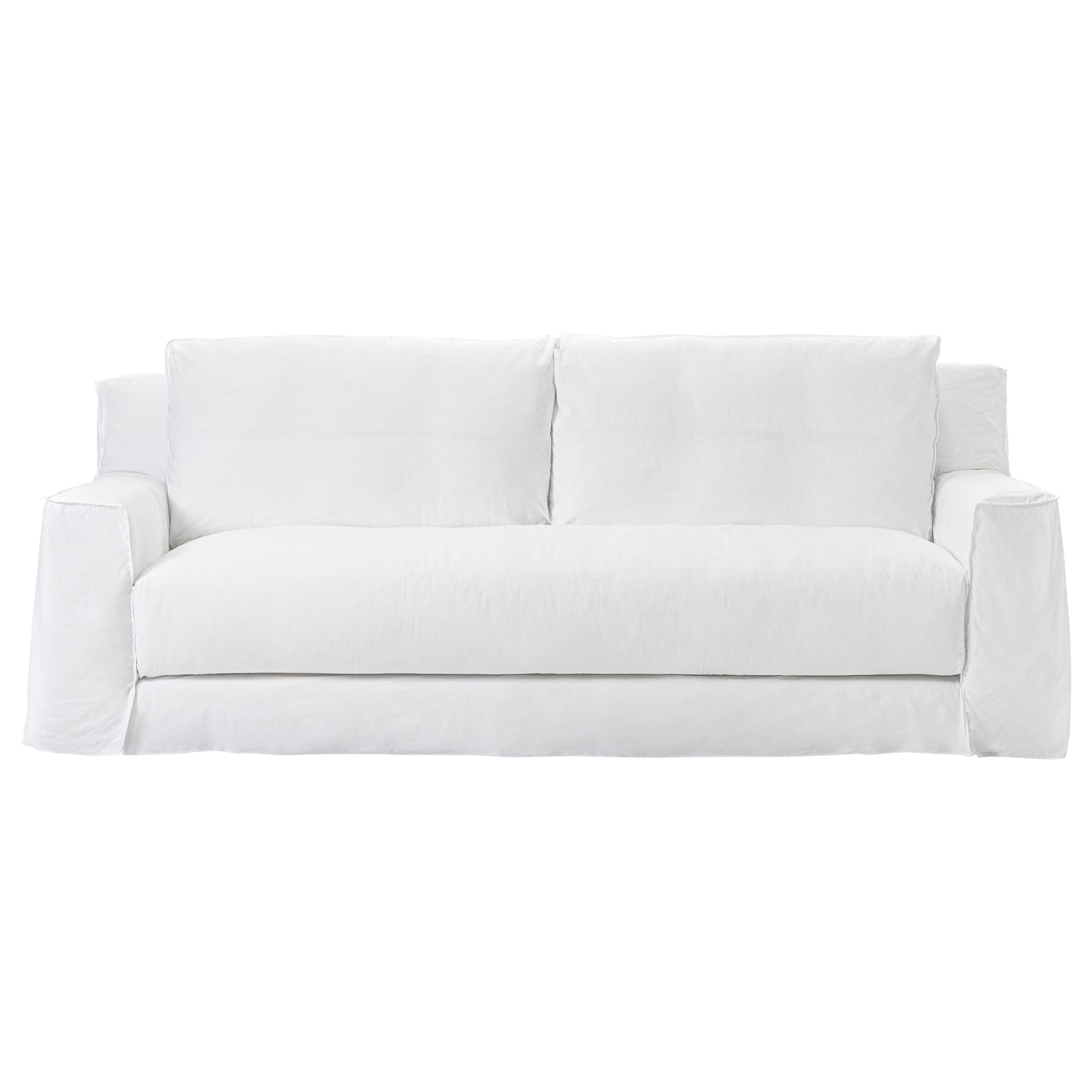 Gervasoni Loll 12 Sofa in White Linen Upholstery by Paola Navone For Sale