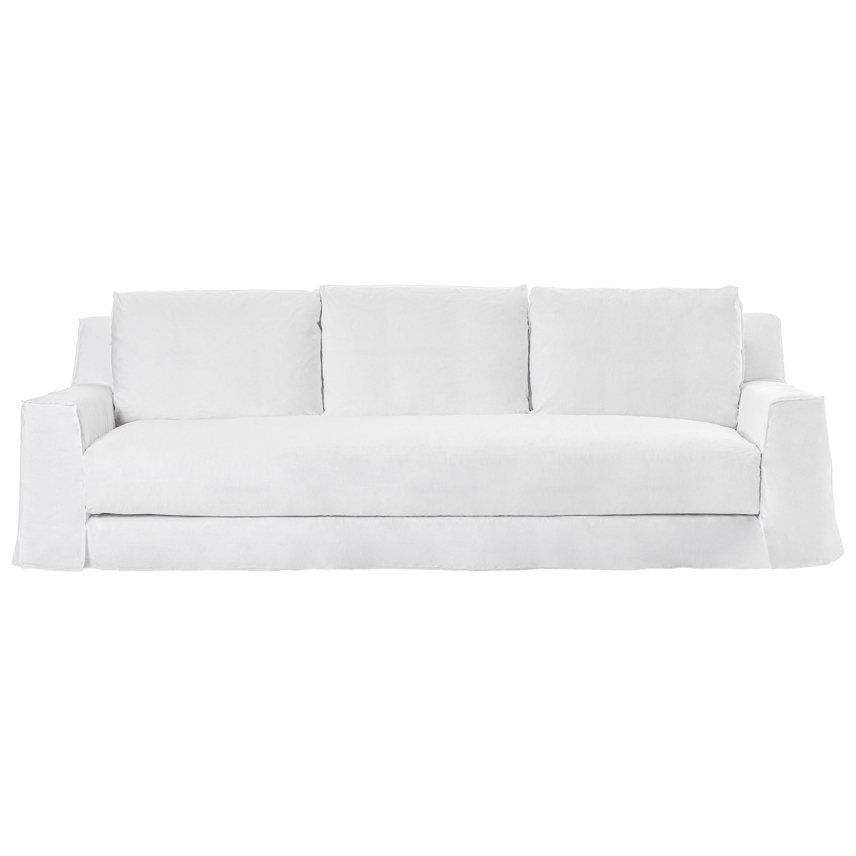 Gervasoni Loll 14 Sofa in White Linen Upholstery by Paola Navone For Sale