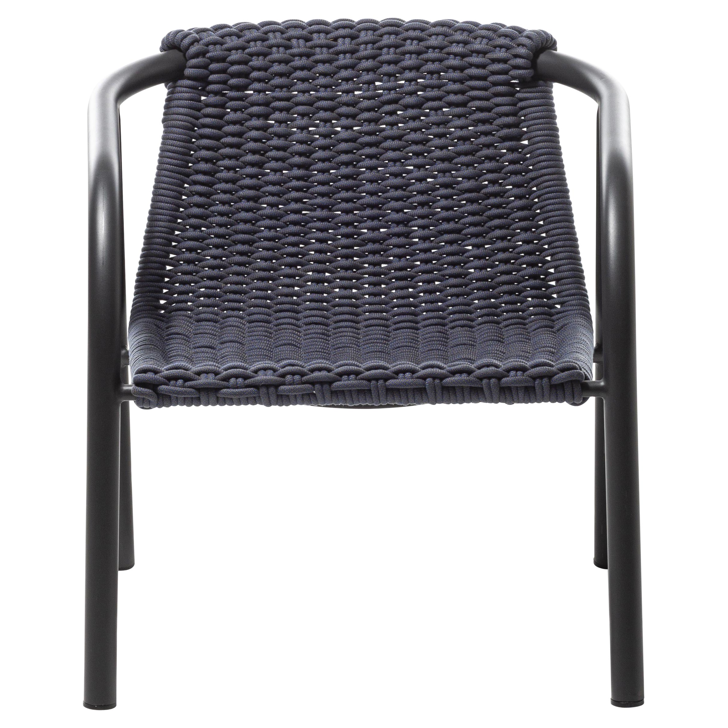 Gervasoni Ken Lounge Armchair in Grey Matt Lacquered Aluminium Frame & Grey Rope For Sale