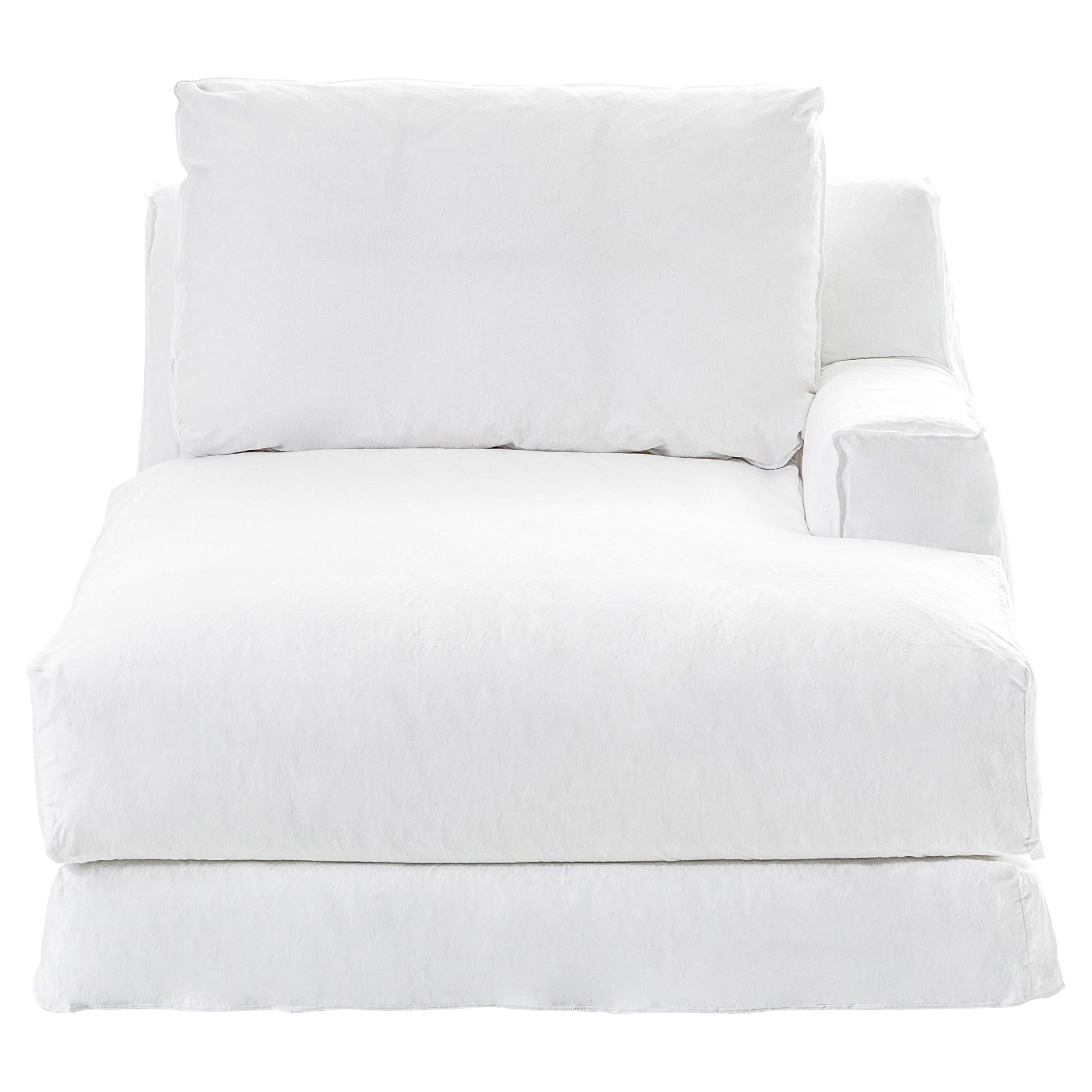 Gervasoni Loll 20 R Arm Dormeuse in White Linen Upholstery by Paola Navone For Sale