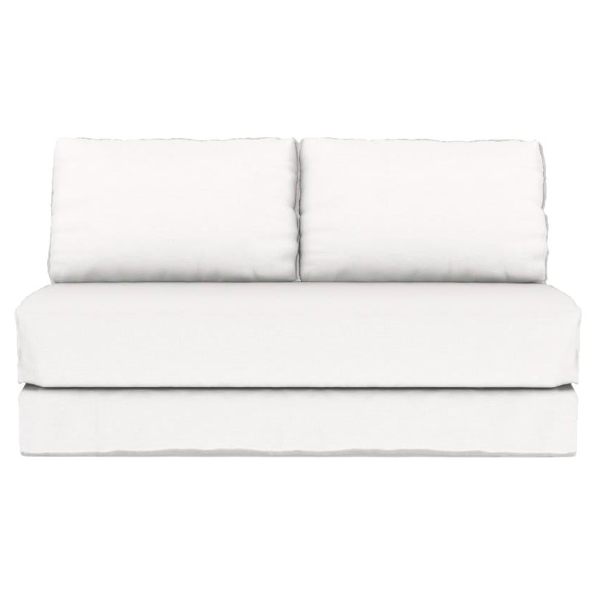 Gervasoni Loll 23 Modular Love Seat in White Linen Upholstery by Paola Navone For Sale