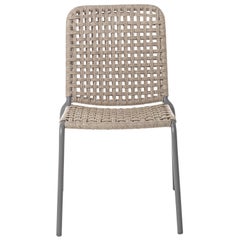 Chaise en paille Gervasoni avec cadre en aluminium gris clair et assise en fibre de résine tissée