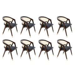 Chaises de salle à manger personnalisées en rotin naturel, lot de 8