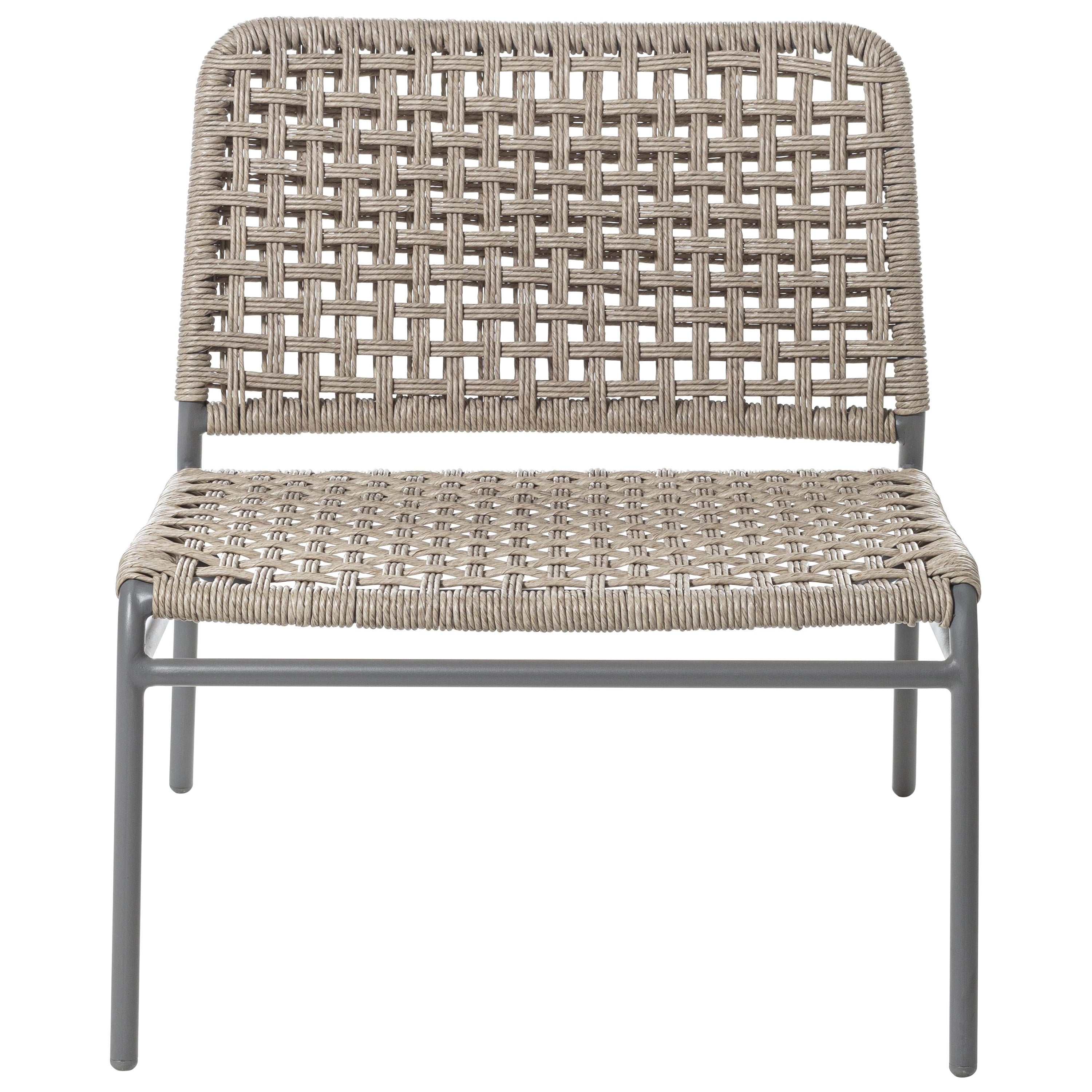 Gervasoni Straw Lounge Chair in Light Grey Aluminium Frame and Woven Resin Fiber For Sale