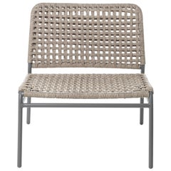 Gervasoni Straw Lounge Chair in Light Grey Aluminium Frame and Woven Resin Fiber