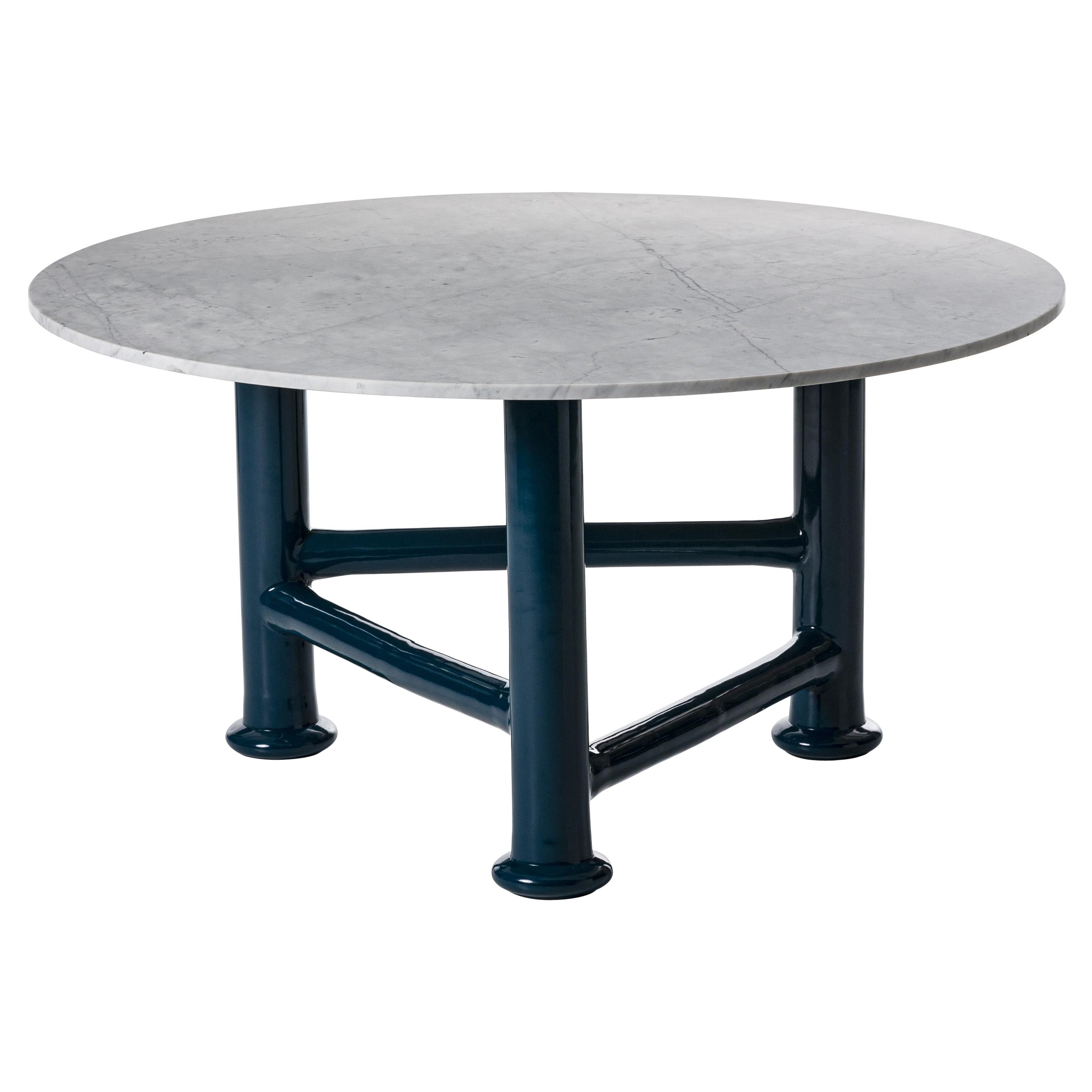 Gervasoni Next 32 Ocean Lacquered Table with Carrara Marble Top by Paola Navone For Sale