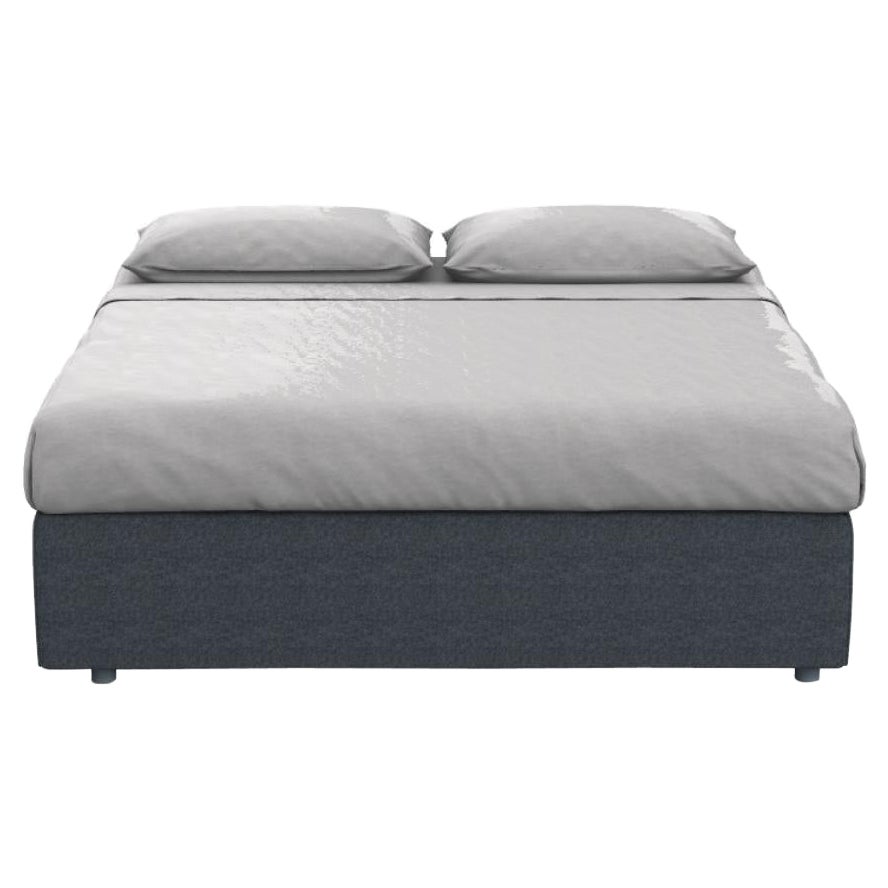 Gervasoni Simple D Bed in Coal Upholstery & Grey Wood Feet by Paola Navone For Sale