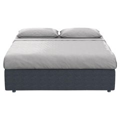 Gervasoni Simple D Bed in Coal Upholstery & Grey Wood Feet by Paola Navone