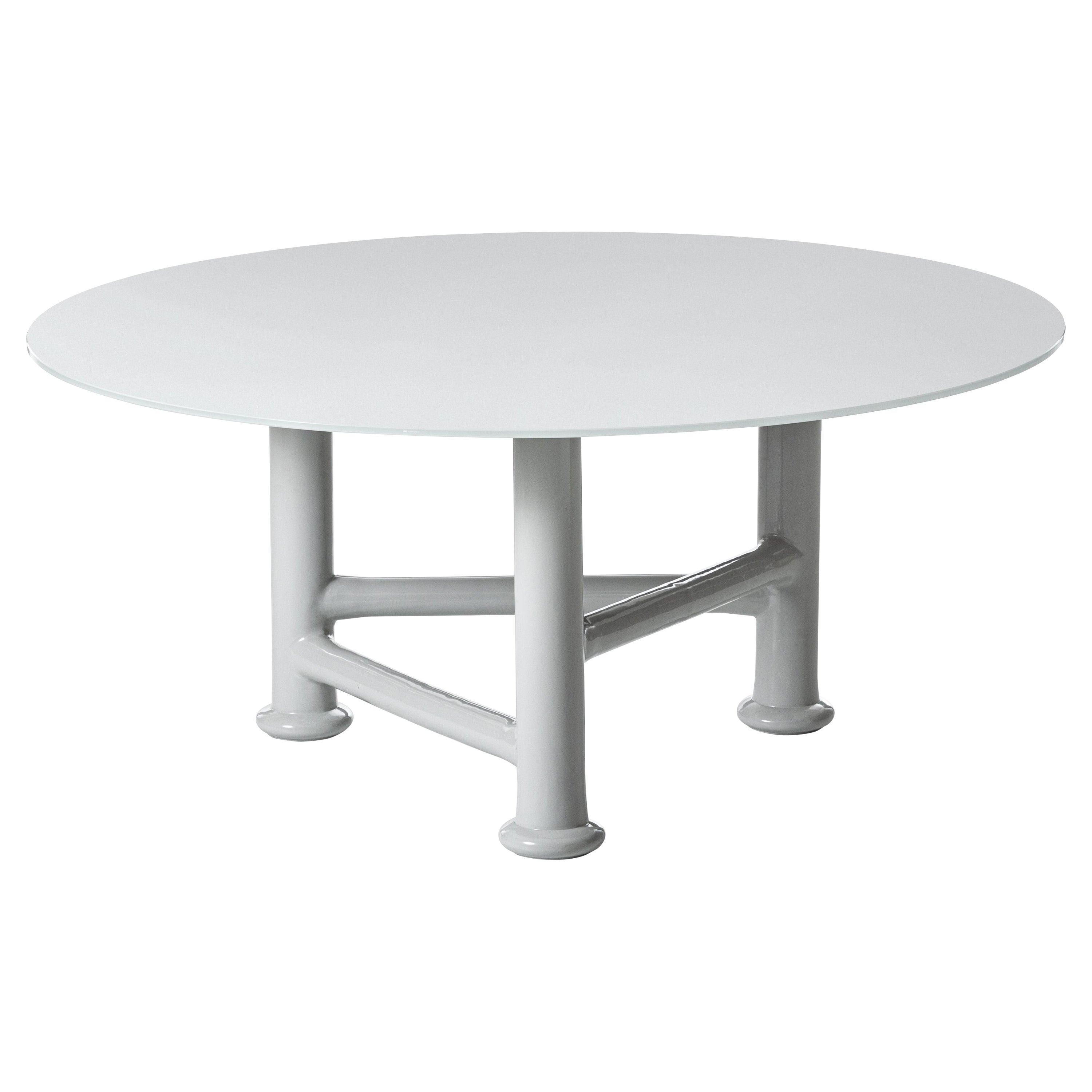 Gervasoni Next 36 Table in Pearl Lacquered & Tempered Glass Top by Paola Navone For Sale
