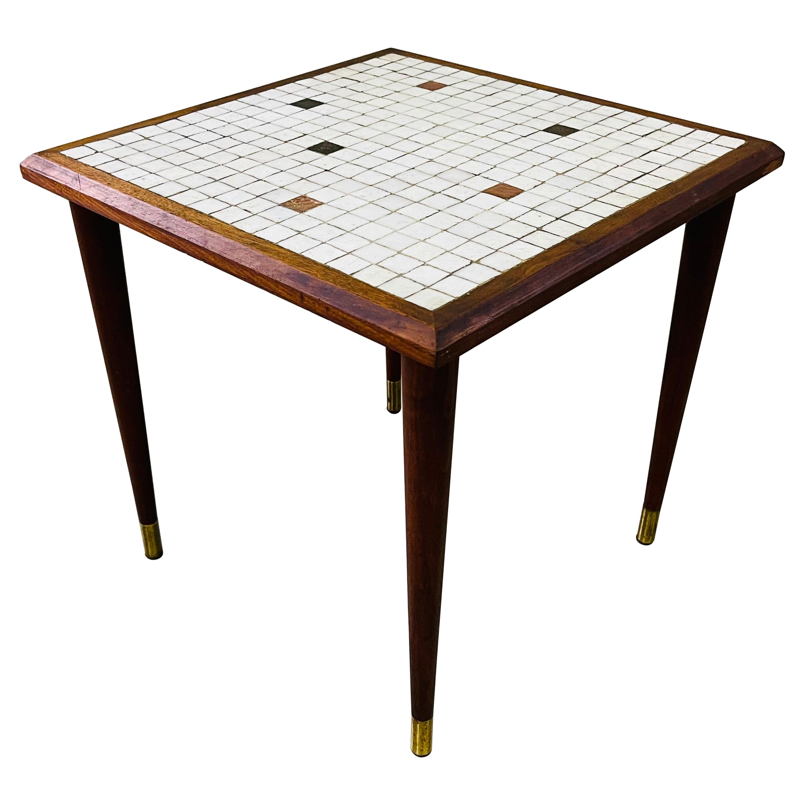 1960s Small Square Tile Top Side Table