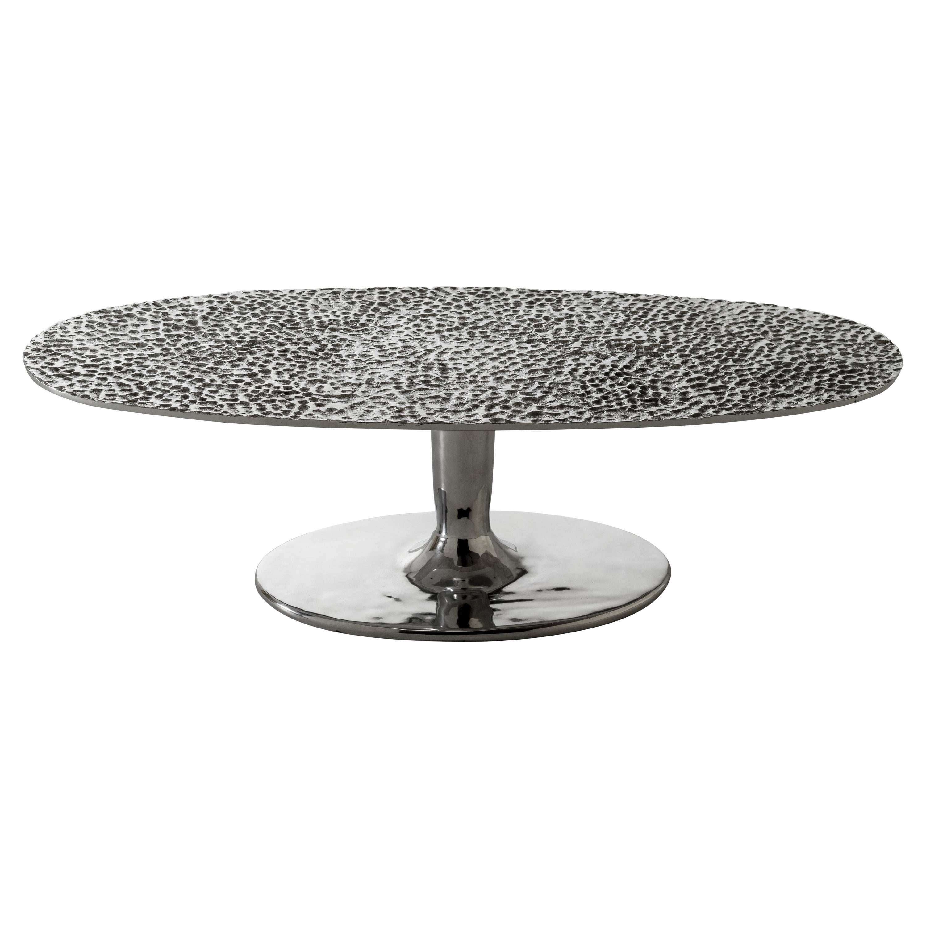 Gervasoni Next 148 Coffee Table in Cast Aluminium & Hammered Top by Paola Navone For Sale