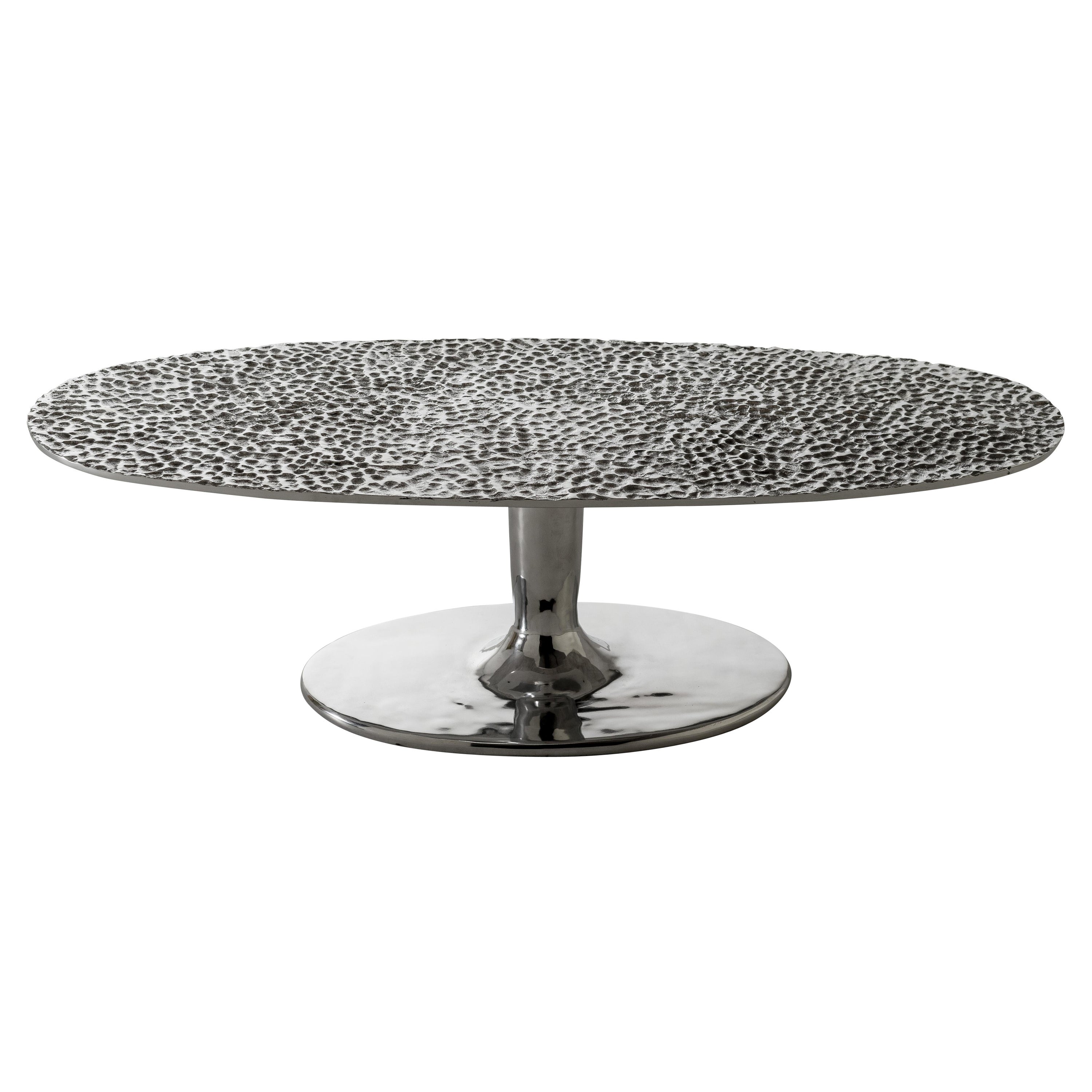 Table basse Gervasoni Next 148 en aluminium moulé et plateau martelé par Paola Navone en vente