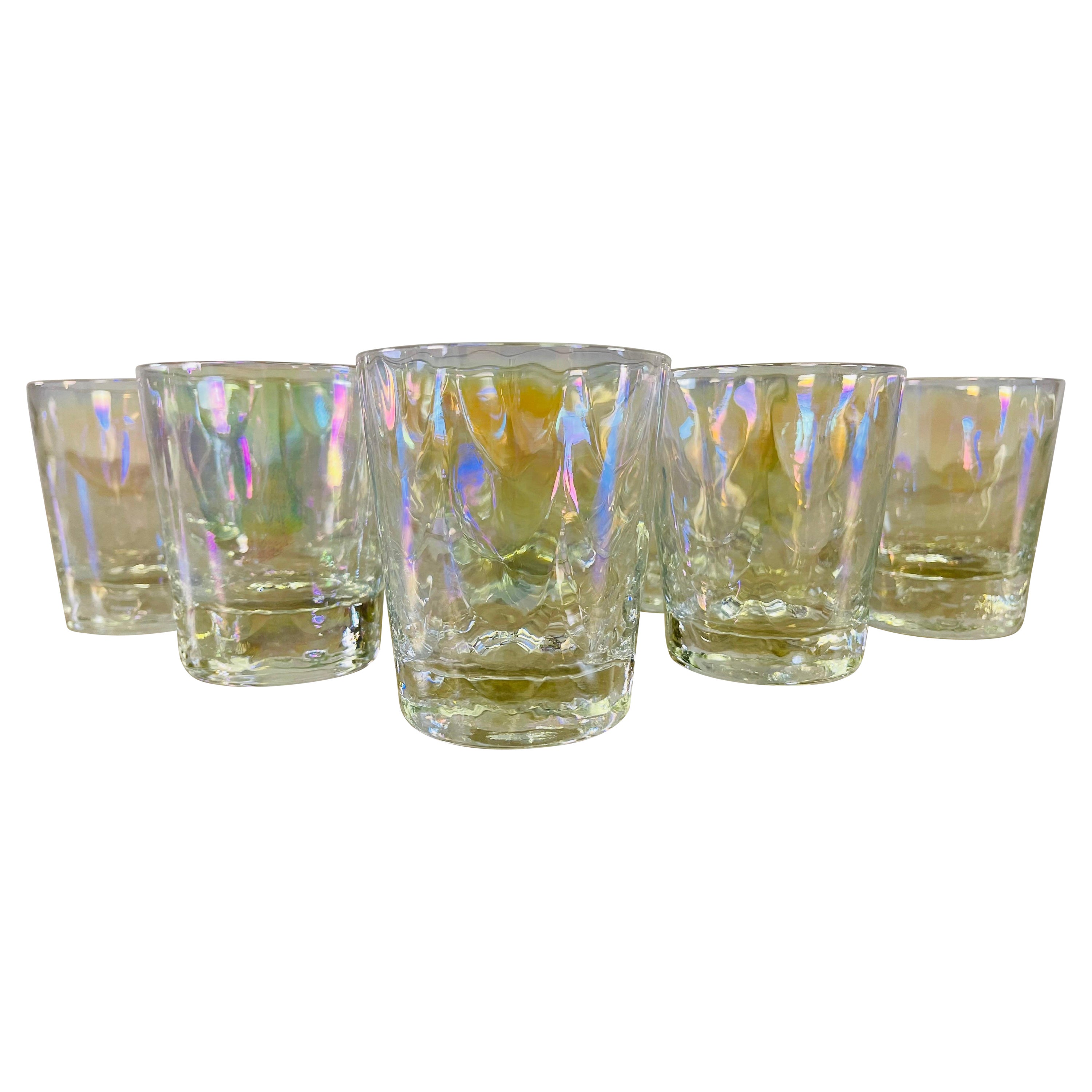 1960s Iridescent Glass Tumblers, Set of 8