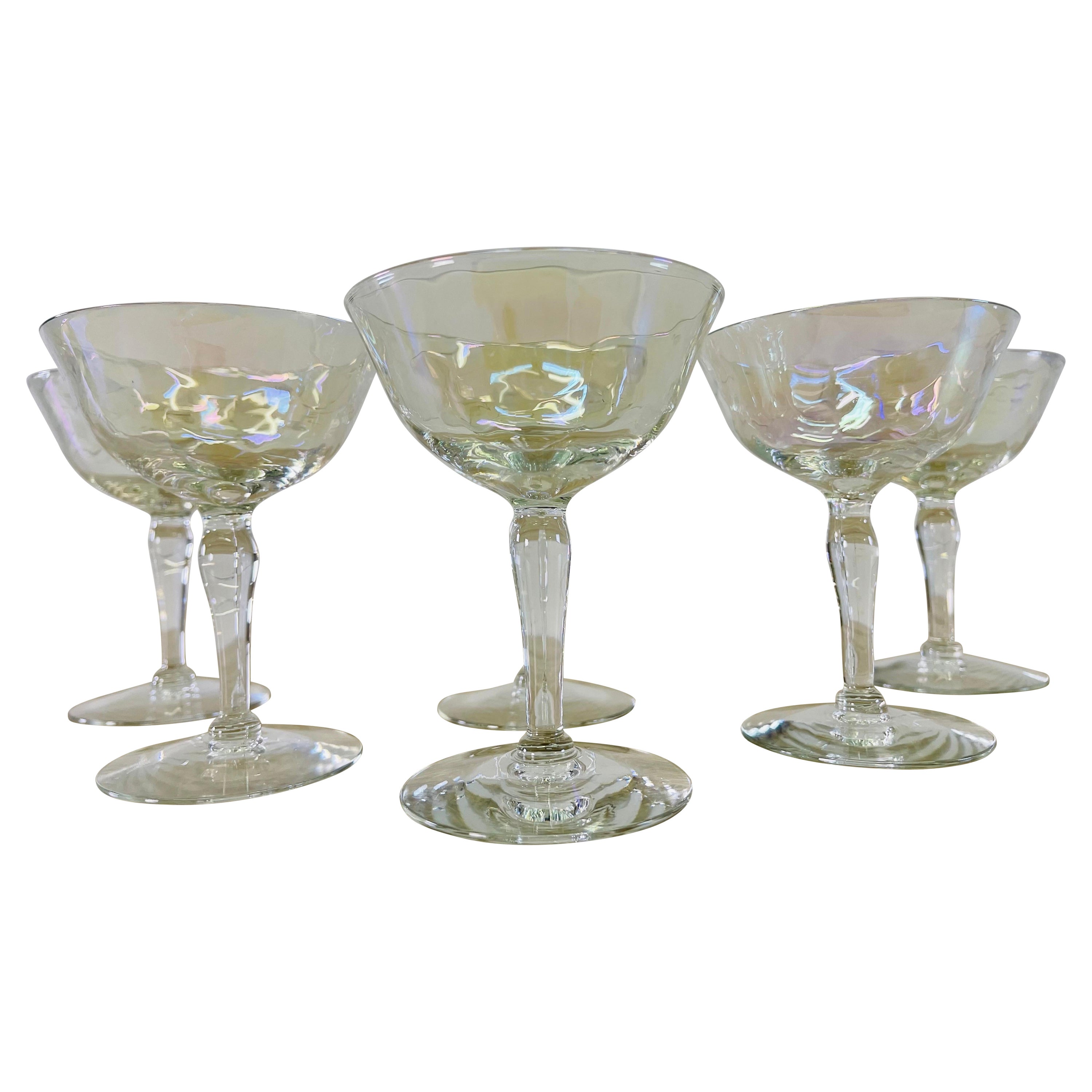 1960s Iridescent Glass Coupes, Set of 6