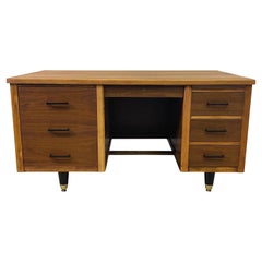 1950s Walnut Wood Tanker Desk