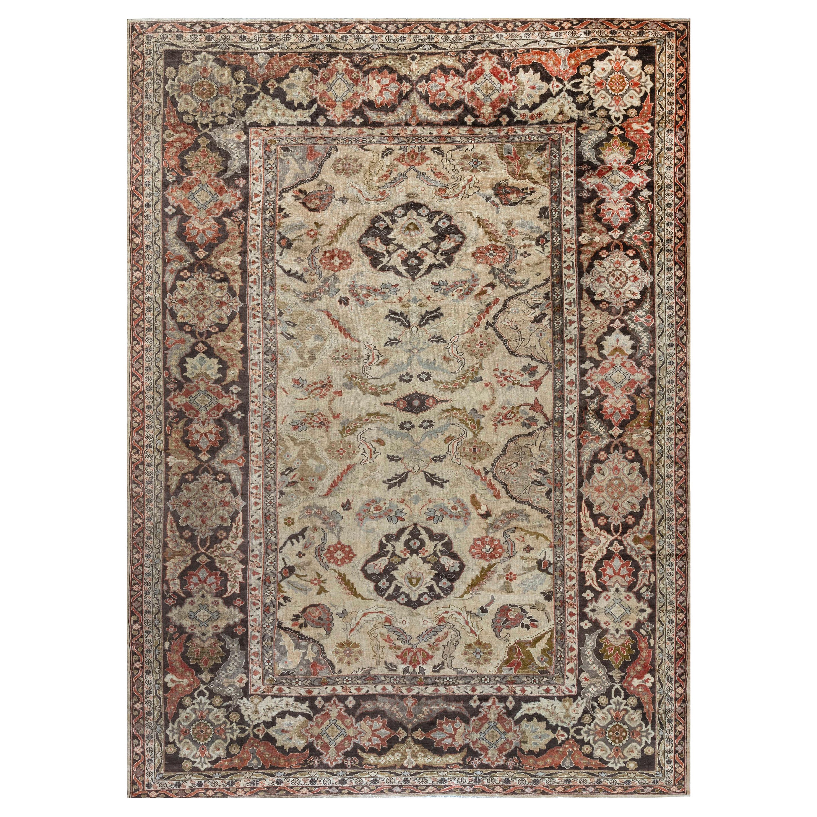 Highquality Persian Sultanabad Beige, Blue, Red Handmade Wool Rug at 1stDibs