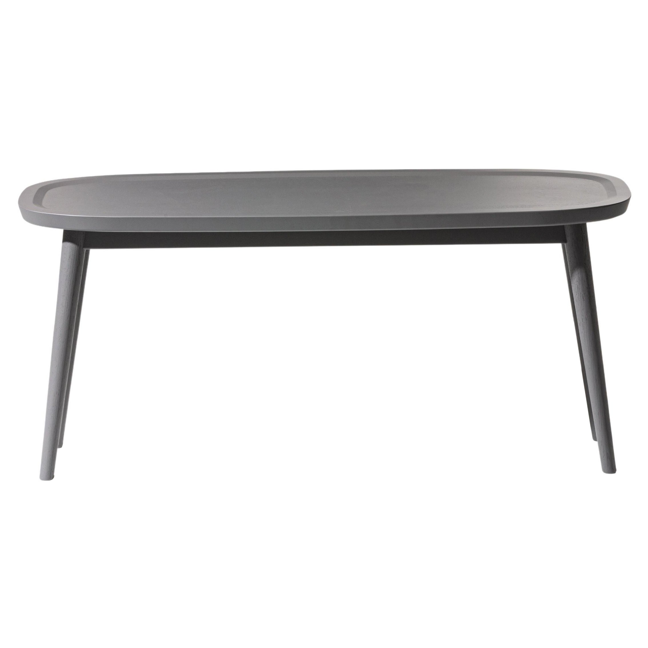 Petite table basse ovale Brick de Gervasoni en chêne laqué gris par Paola Navone