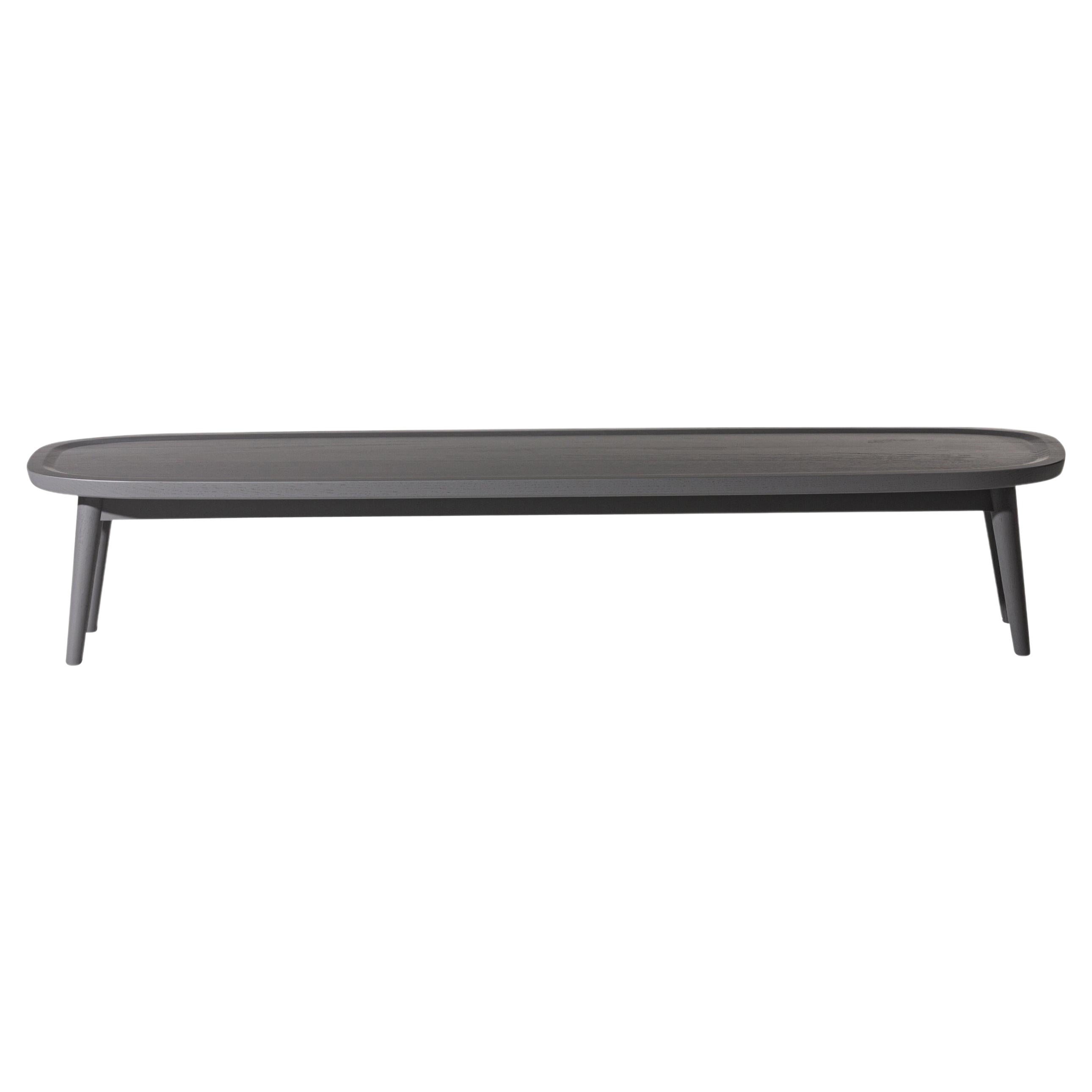 Grande table basse ovale en briques Gervasoni en chêne laqué gris par Paola Navone en vente