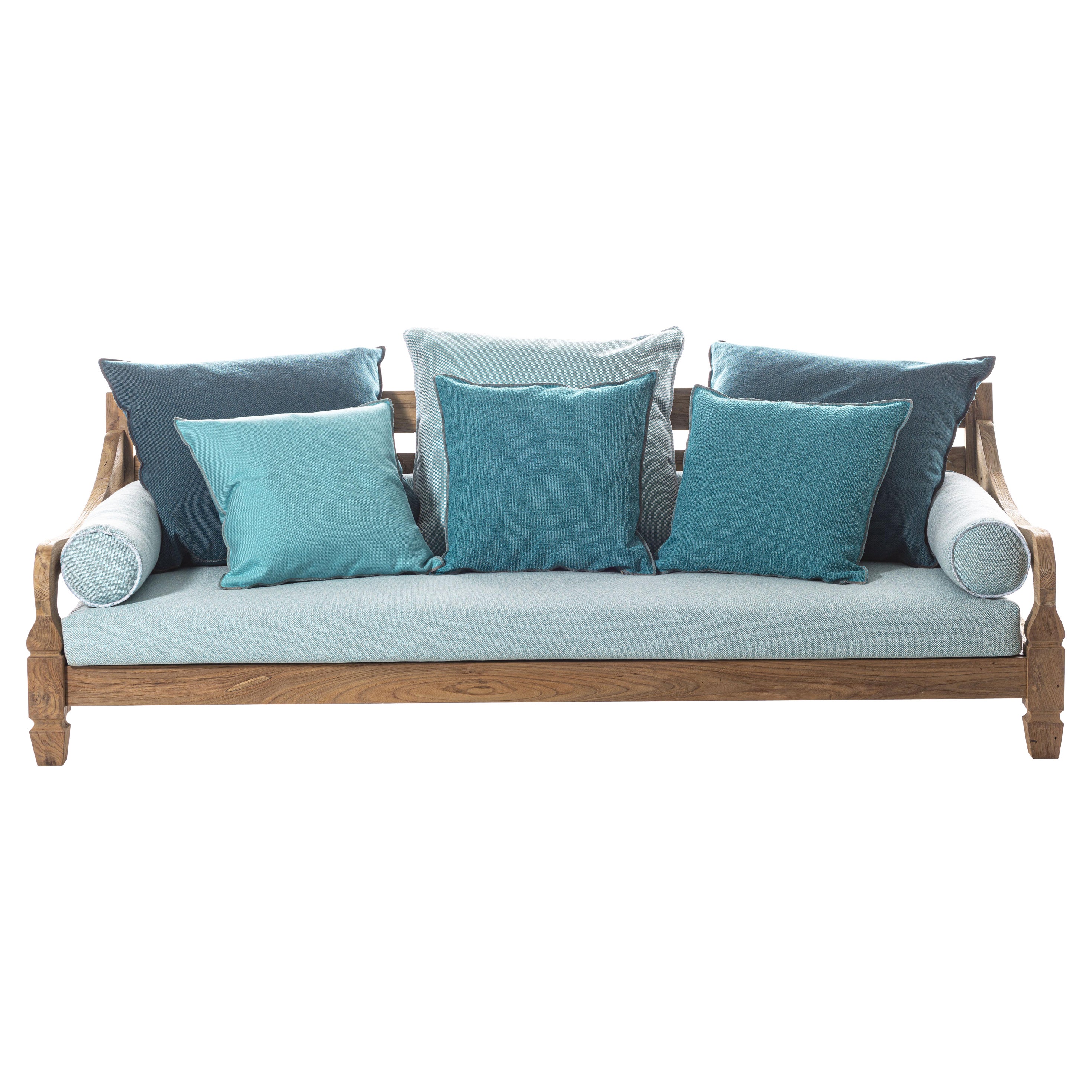 Gervasoni Jeko 04 Sofa in Capri 06 Upholstery with ECOTeak Base by Paola Navone For Sale