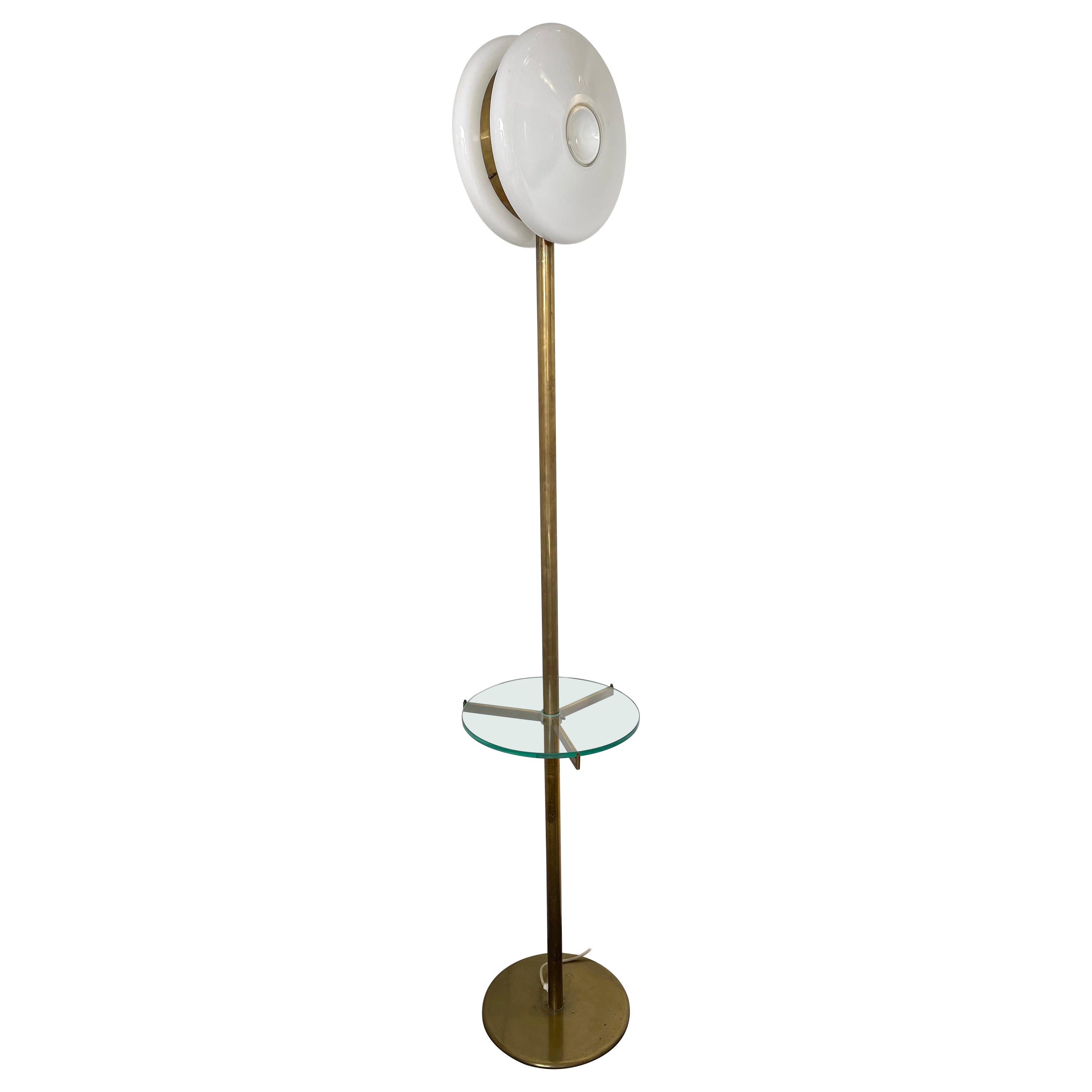 Brass Floor Lamp Murano Glass by De Majo, Italy, 1970s