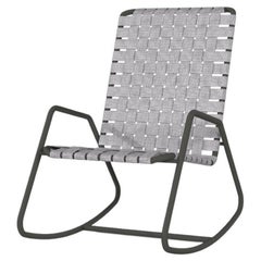 Gervasoni Inout Rocking Chair in Gray Elastic Belts with Grey Aluminium Frame