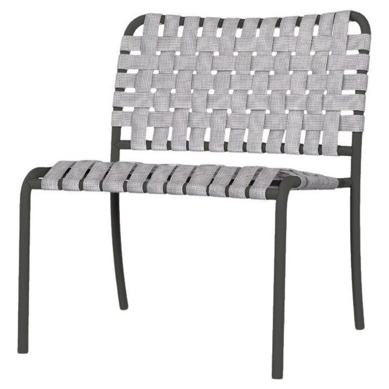 Gervasoni Inout 825 Lounge Chair in Gray Elastic Belts with Grey Aluminium Frame