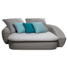 Gervasoni Panda 04 Sofa in Oslo 01 Upholstery & White/Gray Resin with Aluminium