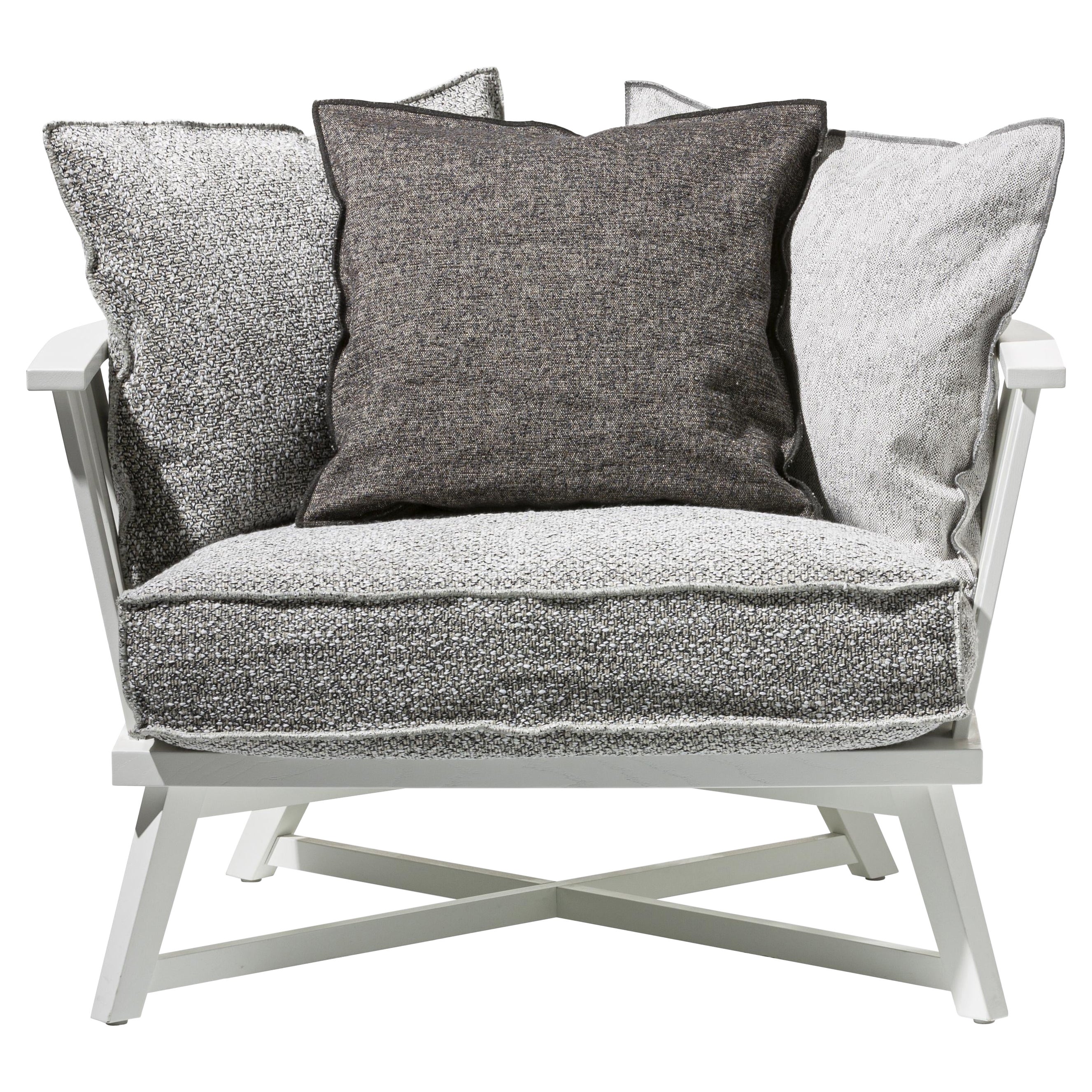Gervasoni Gray 07 Armchair in White Oak with Pigeon Upholstery by Paola Navone For Sale