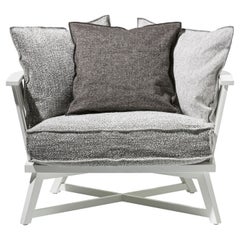 Gervasoni Gray 07 Armchair in White Oak with Pigeon Upholstery by Paola Navone