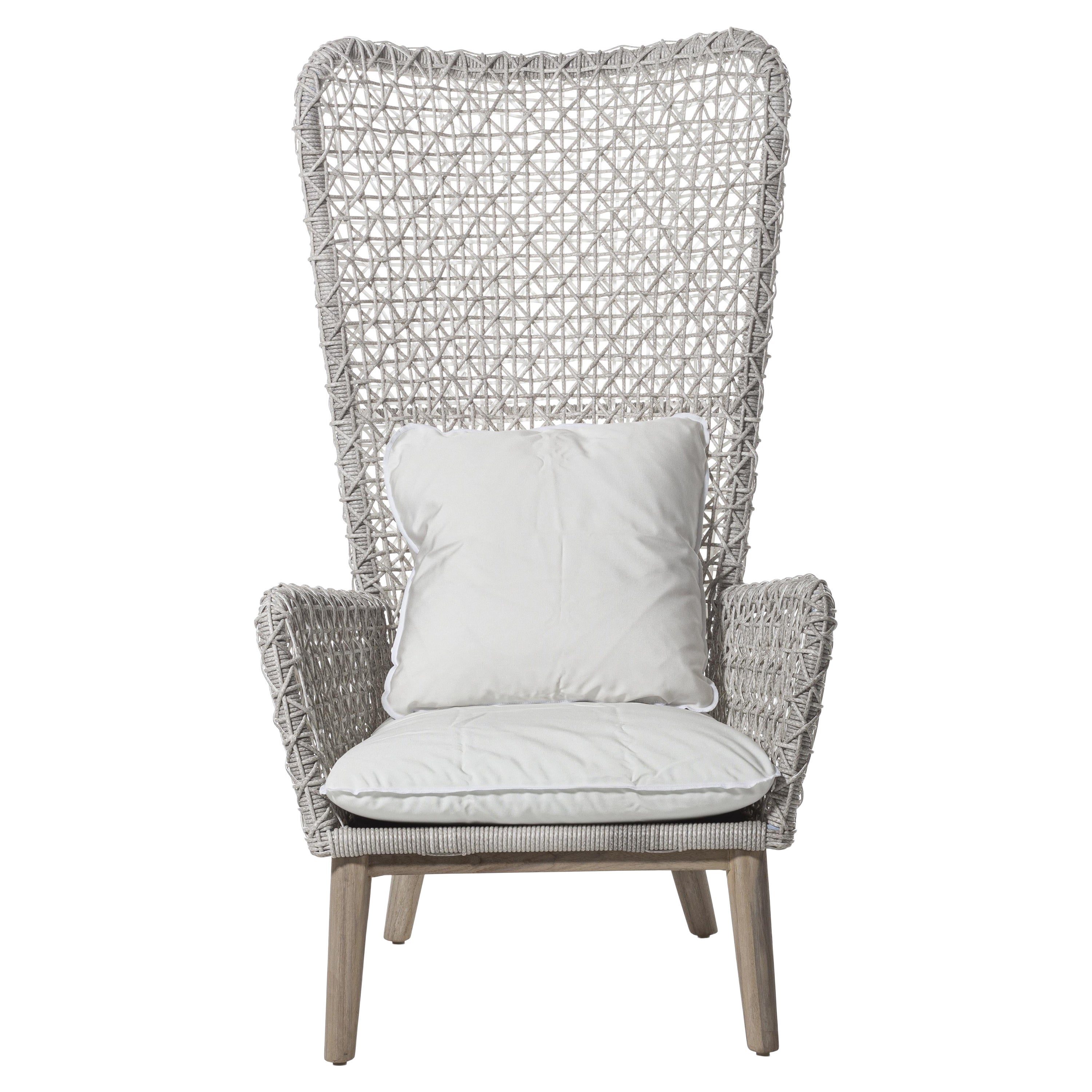 Gervasoni Panda Bergere Armchair in Aspen 03 Upholstery & White/Gray Resin Fiber For Sale