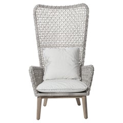 Gervasoni Panda Bergere Armchair in Aspen 03 Upholstery & White/Gray Resin Fiber