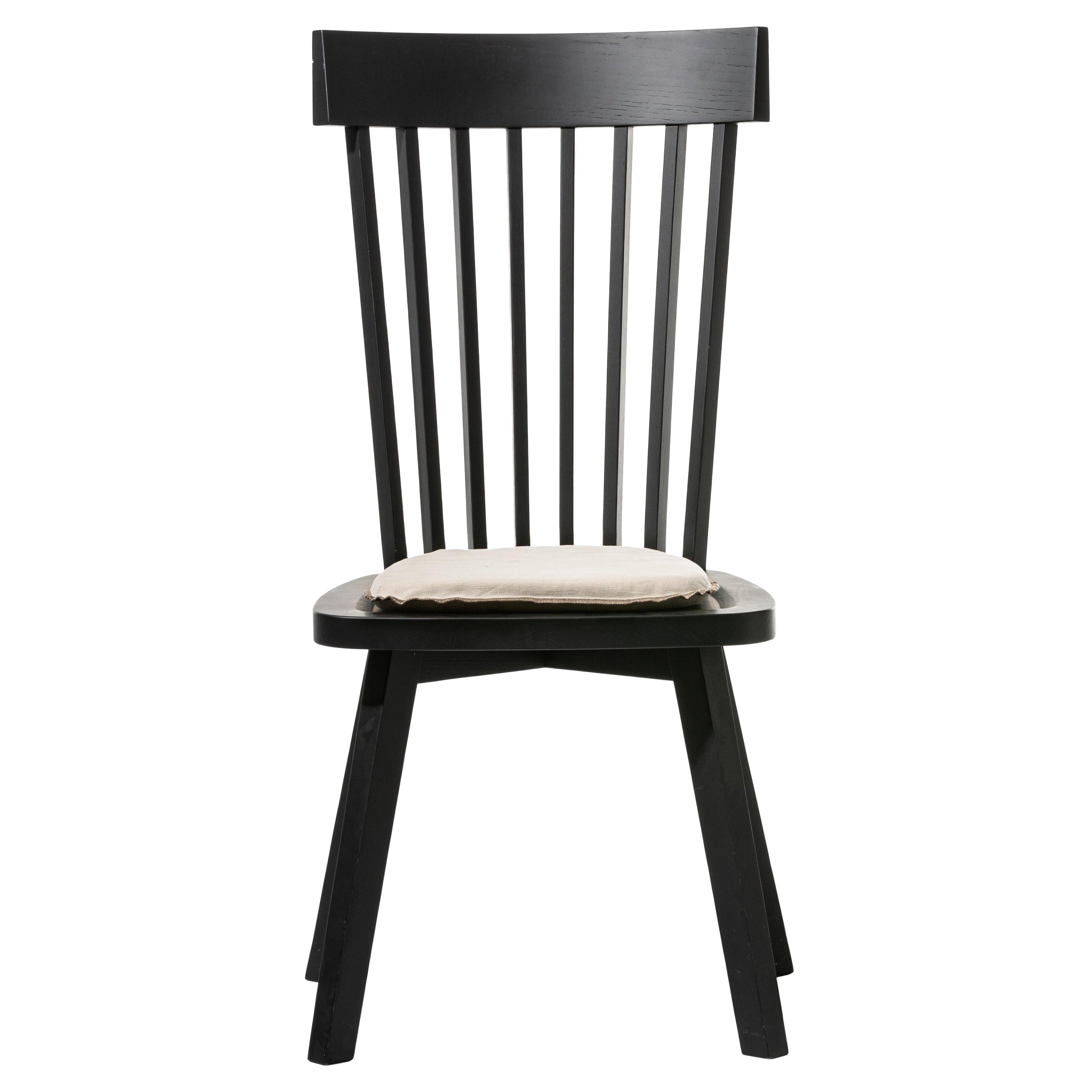 Gervasoni Grauer 21-Stuhl aus schwarz lackierter Eiche und beigefarbenem Kissen von Paola Navone