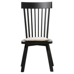 Gervasoni Gray 21 Chair in Black Lacquered Oak & Beige Cushion by Paola Navone