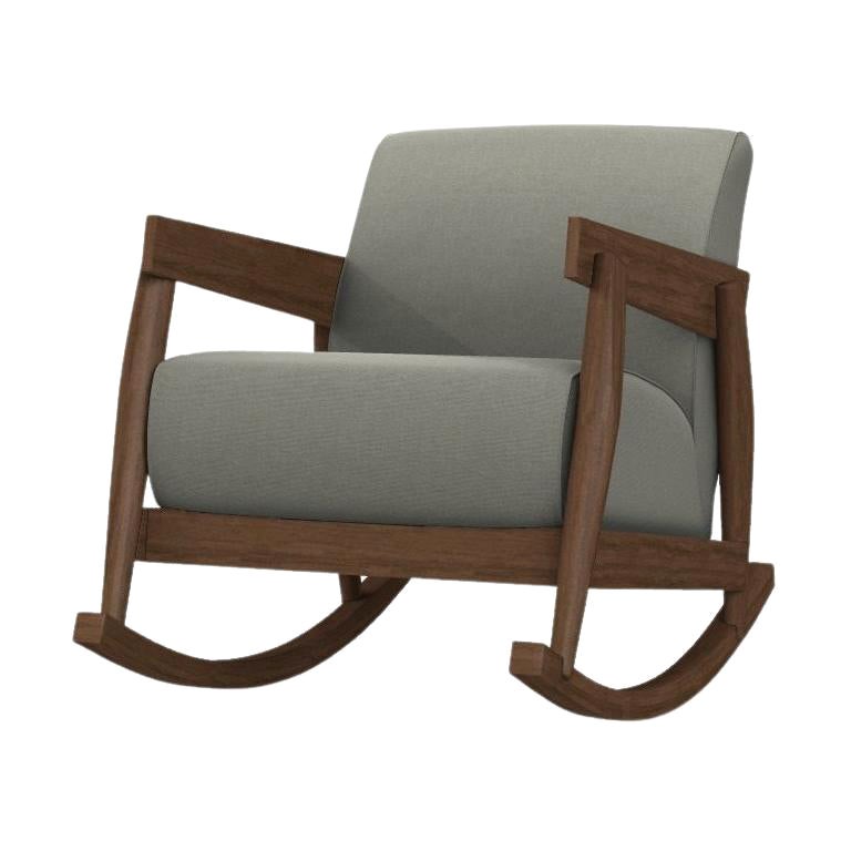 Gervasoni Brick Rocking Chair in Sage Upholstery & Natural Lacquered Walnut Base