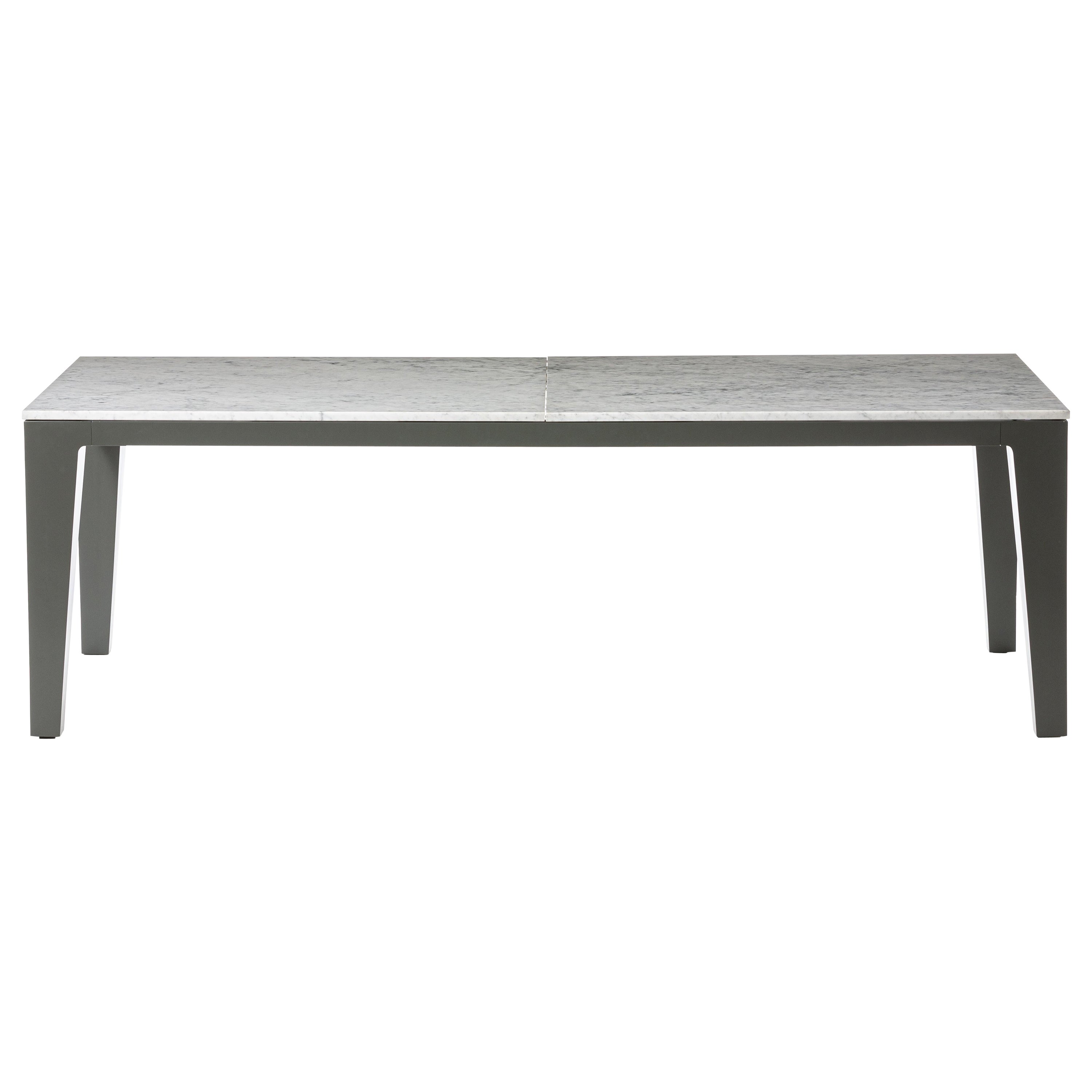 Gervasoni Large Inout Closed Table in Carrara Marble Top with Grey Aluminium For Sale