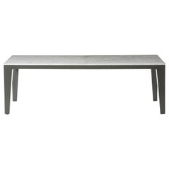 Großer Gervasoni-Tisch mit ausziehbarer Carrara-Marmorplatte und grauem Aluminium
