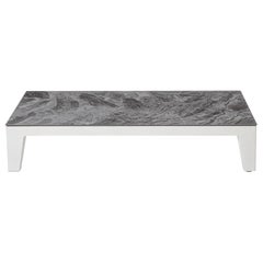 Gervasoni Inout-Tisch aus grauem Porzellan mit Steingutplatte und weißem Aluminiumrahmen