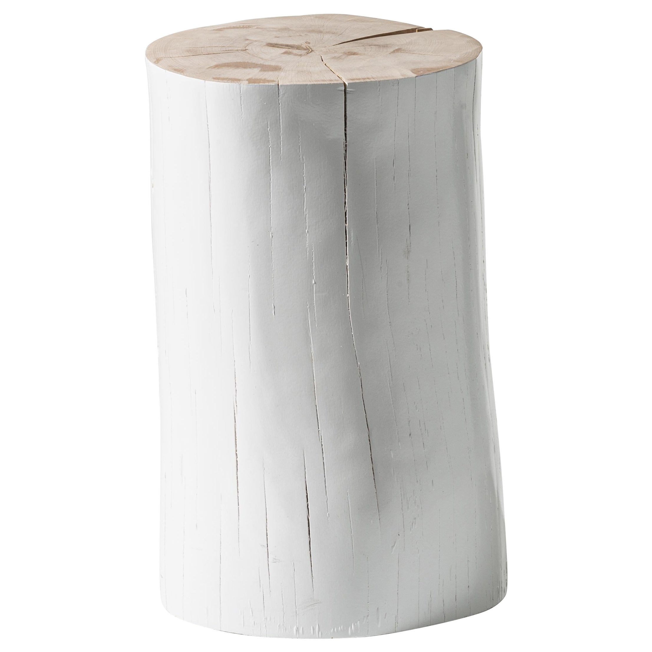 Gervasoni Large Log Sections of Beech Trunk Side Table in White by Paola Navone For Sale
