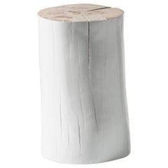 Gervasoni Large Log Sections of Beech Trunk Side Table in White by Paola Navone