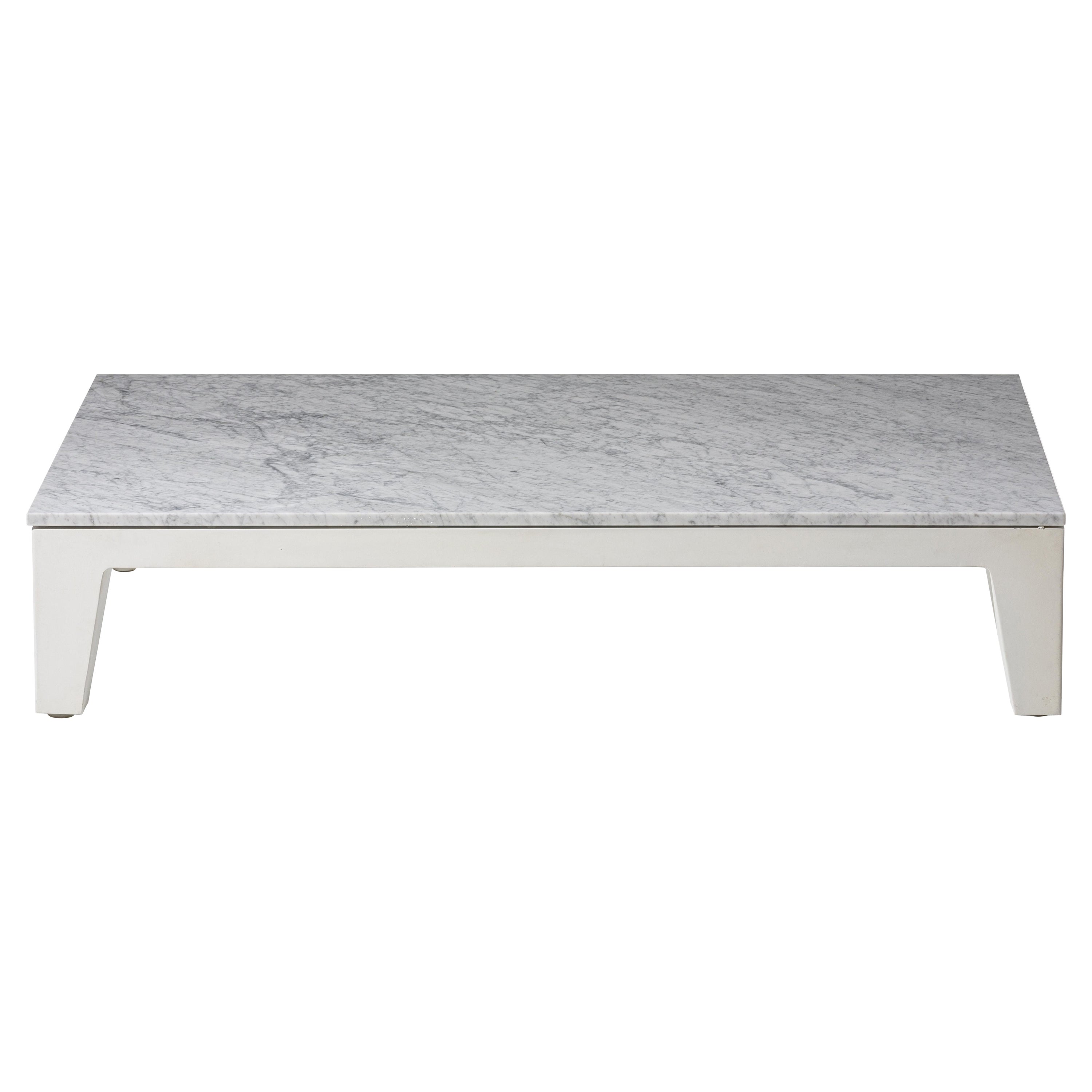 Gervasoni Inout Table in White Carrara Marble Top and Matt White Aluminium frame For Sale