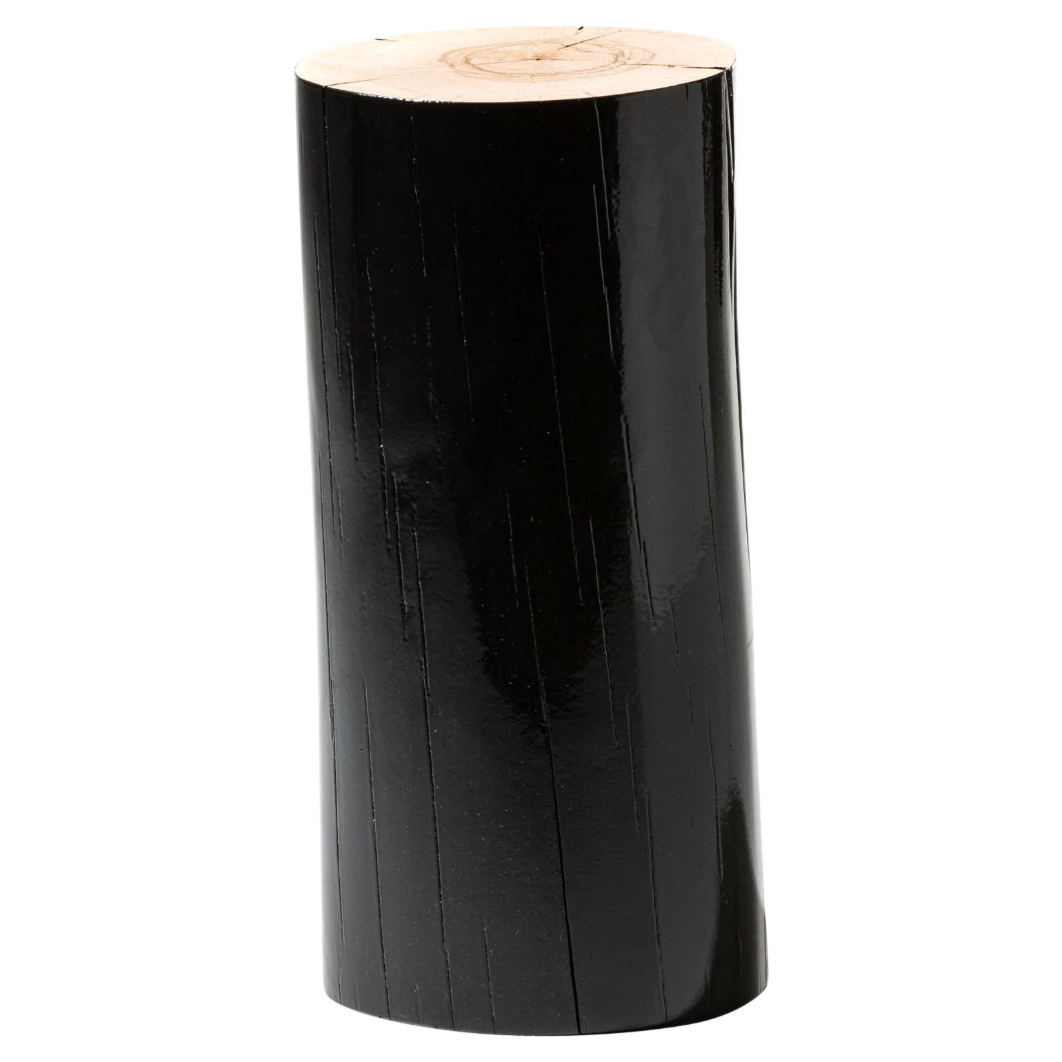 Gervasoni Large Log Sections of Beech Trunk Side Table in Black by Paola Navone