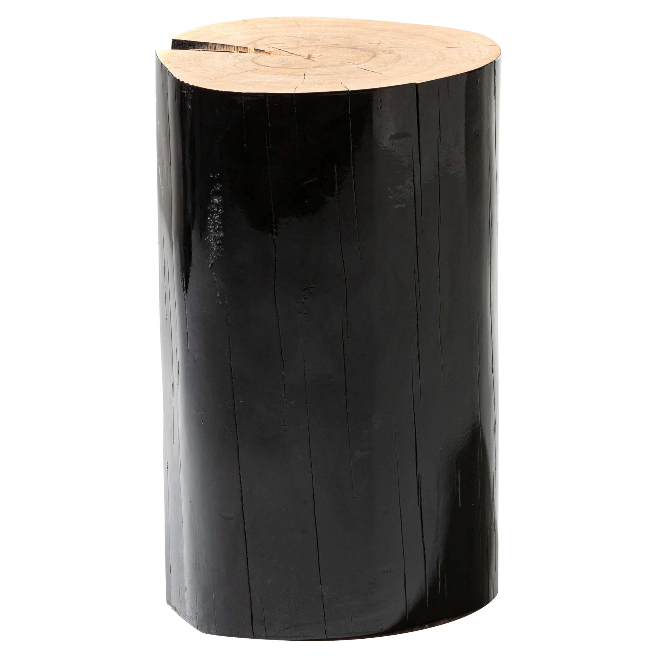 Gervasoni Medium Log Sections of Beech Trunk Side Table in Black by Paola Navone For Sale