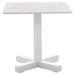 Gervasoni Small Inout Table in Mosaic Texture Concrete Top with Matt White Steel