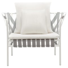 Gervasoni Inout Armchair in Aspen 02 Upholstery & White Frame with Grey Elastic