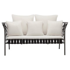 Gervasoni Small Inout Sofa in Aspen 02 Upholstery & Grey Frame with Black Belts