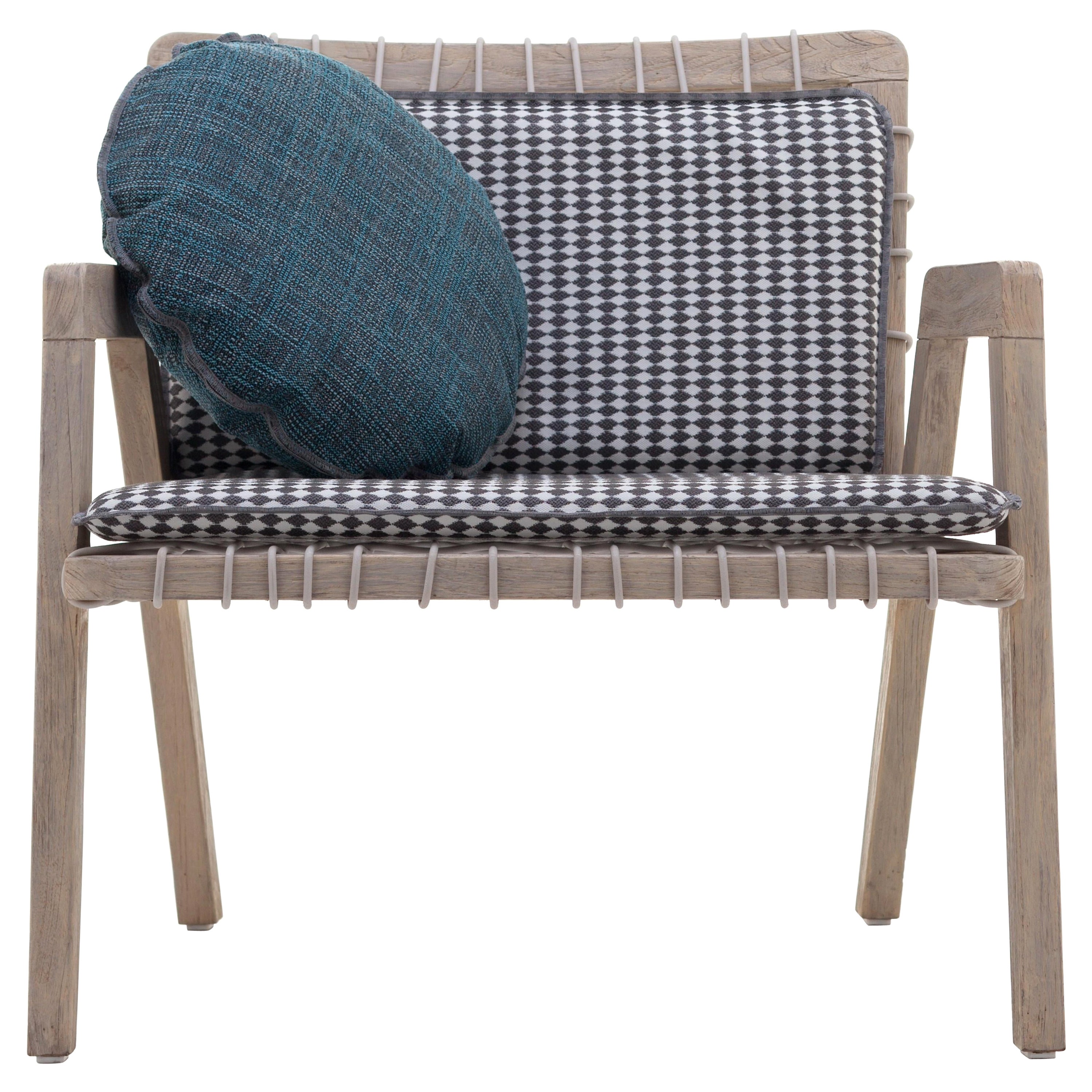 Gervasoni Inout Armchair in Lisboa 07 Upholstery & Washed Teak Frame with Woven