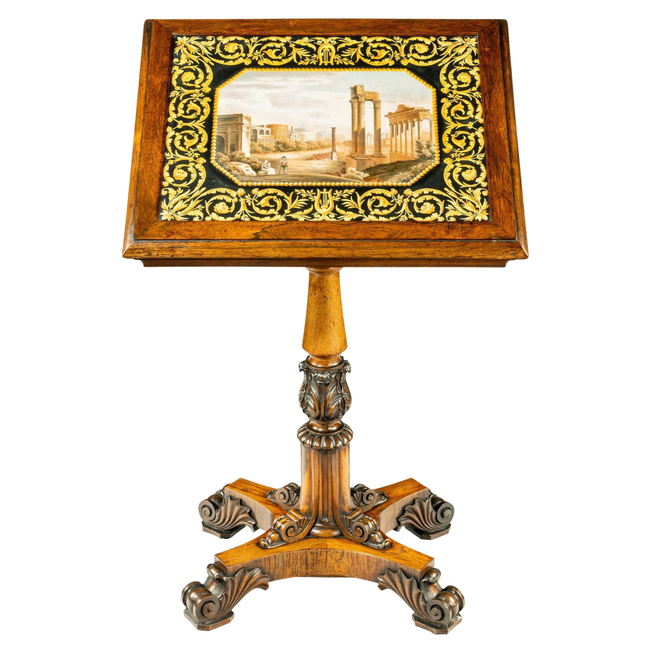 Table d'appoint en bois de rose et scagliola de style George IV attribuée à Gillows vers 1825 en vente