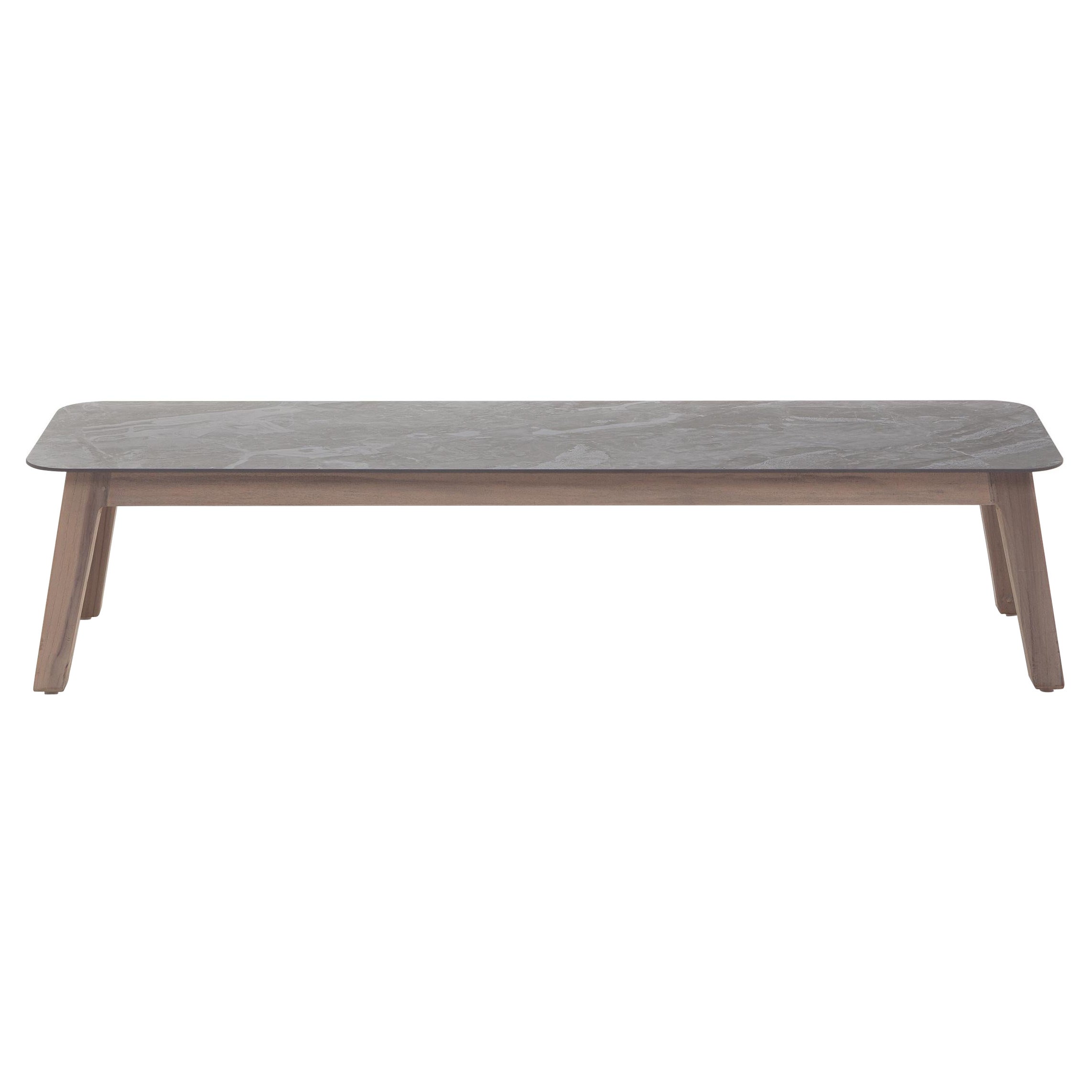 Gervasoni Inout 867 Coffee Table in Grey Porcelain Stoneware Top and Washed Teak For Sale