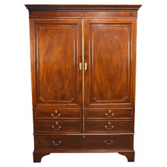 Edwardian Mahogany Inlaid Two Door Wardrobe