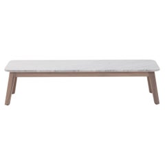 Gervasoni Inout 867 Coffee Table in White Carrara Marble Top & Washed Teak Frame
